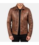 Men's Brown Cafe Racer Leather Jacket | Classic Motorcycle Leather Jacket