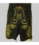 Lederhosen Black Cow With Bavaria Suspenders Gold Embroidery