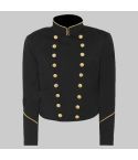 Black Wool Military Jacket With Gold Button