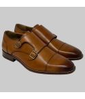 Brown Double Monk Leather Shoes