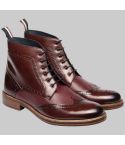 Burgundy Leather Brogue Boots