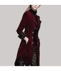 Burgundy Velvet Swallowtail Coat for Women