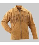Cowboy Leather Western Wear With Fringes Beads Jacket