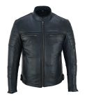 Men's Black Cafe Racer Leather Jacket