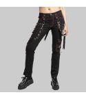 Gothic Womens Military Officer Trousers Black Red Black Tripp Pants