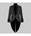 Handmade Men Tail Coat Jacket Black Brocade Goth Steampunk Victorian Tailcoat