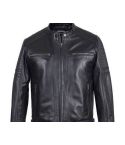 Men's Black Cafe Racer Leather Jacket