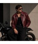 Men's Burgundy Leather Jacket | Classic Maroon Zip-Up Leather Jacket
