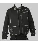 Men Black Eyelet Zipar Gothic Jacket