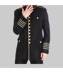 Men black military Coat with gold buttons and bands
