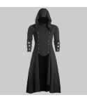 Mens Coat Long Jacket Gothic Steampunk Cloak Hooded Trench Medieval Vampirewizard Cosplay Costume Halloween Adult Women Men