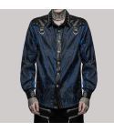 Mens Corporate Gothic Cyberpunk Shirt Black Blue