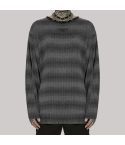 Mens Dark Punk Striped Knit Sweater Top Black & Grey