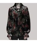 Mens Floral Tattoo Velveteen Pirate Shirt