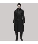 Mens goth military style double-breastedlongcoat