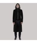 Mens gothic embroidered midlength slim fitted coats