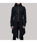 Mens gothic stand collar black swallow tailed coat