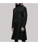 Mens gothic stand collar buckleblacklongjacket