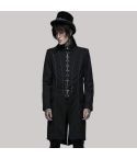 Mens gothic stand collar skeleton embroidered coat