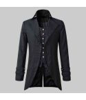 Mens Morning Gothic Jacket Tailcoat Black Brocade Steampunk Victorian