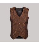 Mens tailored formal waistcoat gothic steampunk gold brocade vest