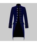 Mens Velvet Renaissance Blue Velvet Handmade Frock Coat Gothic Victorian Jacket Steampunk