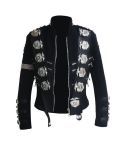 Michael Jackson BAD Tour Punk Badges Black Jacket Costumes