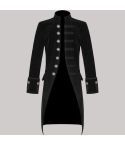 New Black Velvet Goth Steampunk Victorian Frock Coat