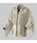 Unisex Cowboy Suede New Beige Western Leather Jacket With Fringe