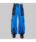 Unisex Gothic Blue Electro PantShort Punk Buckle Zips Chain Strap