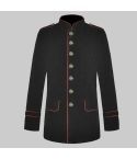 Gothic Military Style Coat Black Red Steampunk