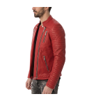 Men's Zipper Style Quilted Leather Jacket | Premium Genuine Leather Biker Jacket