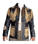 Western Fringes Cowboy Native Americans Beads Suede Leather Jacket