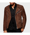 Men's Suede Asymmetric Biker Leather Jacket | Premium Genuine Suede Moto Jacket