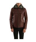 Evan Hart Fur Brown Leather Jacket