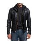 Highschool Black Hooded Leather Jacket