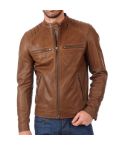 Classic Men's Brown Biker Real Leather Jacket | Premium Genuine Leather Motorcycle Jacket