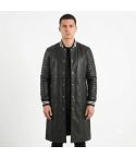 Black Leather Varsity Coat for Men | Premium Genuine Leather Letterman Jacket