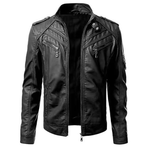 Men's Black Biker Leather Jacket | Classic Motorcycle Moto Leather Jacket
