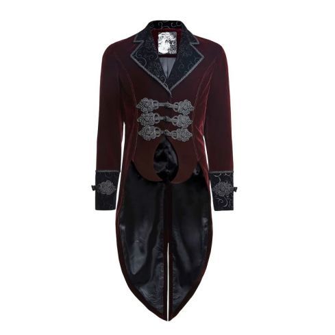 Victorian Red Men's Gothic Steampunk Scissors Long Coat