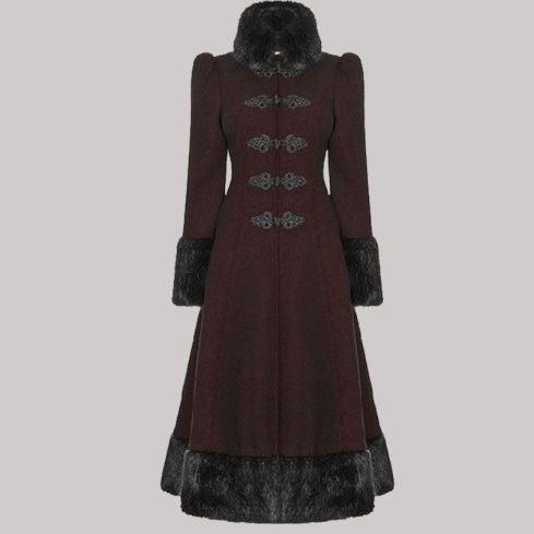 Black & Red Womens Long Gothic Coat