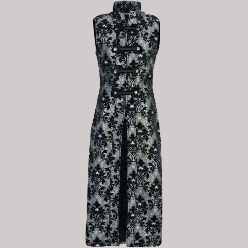 Black Silver Damask Steampunk Gothic Waistcoat Jacket for Women