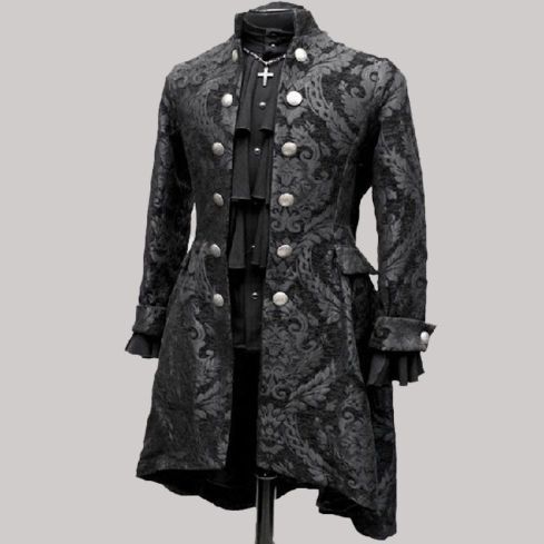 Blacktapestrybrocade dragon coat for men