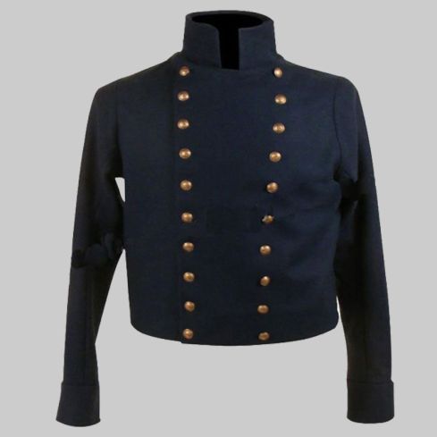Blue Wool Military Jacket Unisex