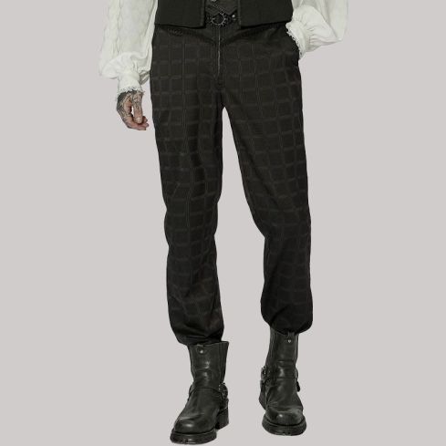 Dark Gothic Plaid Dress Pants for Men