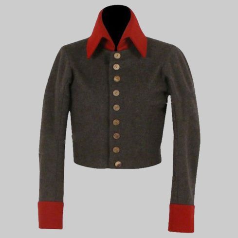 Dark Gray Wool Nurse Uniform Main Body With Red Collar & Cuff Unisex