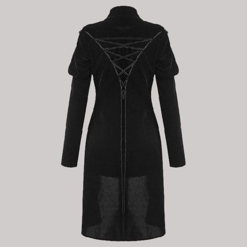 Dark Love Gothic Cross Velvet Tailcoat for Women