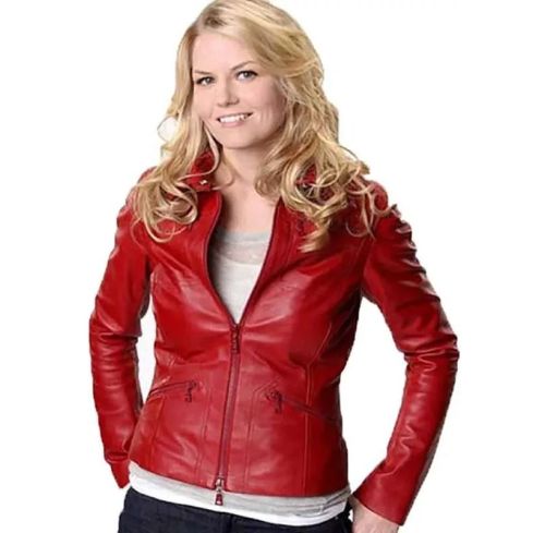 Emma Swan Once Upon a Time Red Leather Jacket | Women's Red Biker Jacket