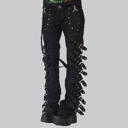 Gothic Black Women Punk EMO Straps Bondage Cyber Trouser