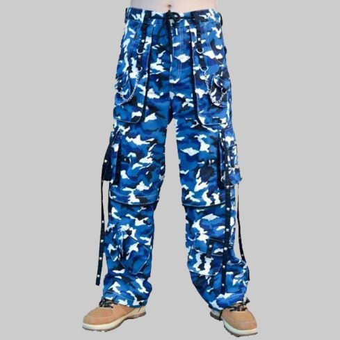 Gothic Camouflage Cargo Pants with X Straps